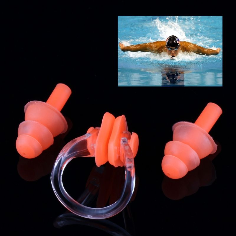 Multicolor Swimming Nose Clip And Ear Plug Set Earplug