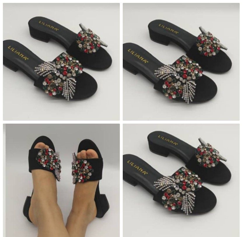 Ladies Low Heel Slippers - Black