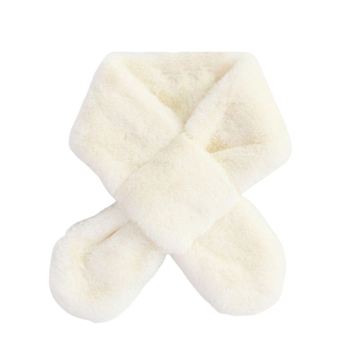 Furry Scarf Wrap Children Winter Thickened Fleece Warm Neck Scarf Beige