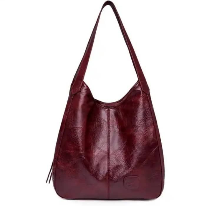 Simple Hand And Shoulder Bag- Wine