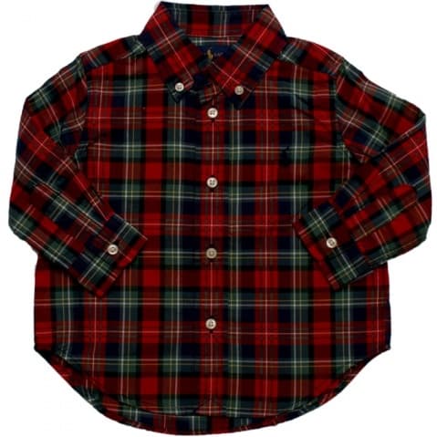 Plaid Pin - Down Polo Shirt