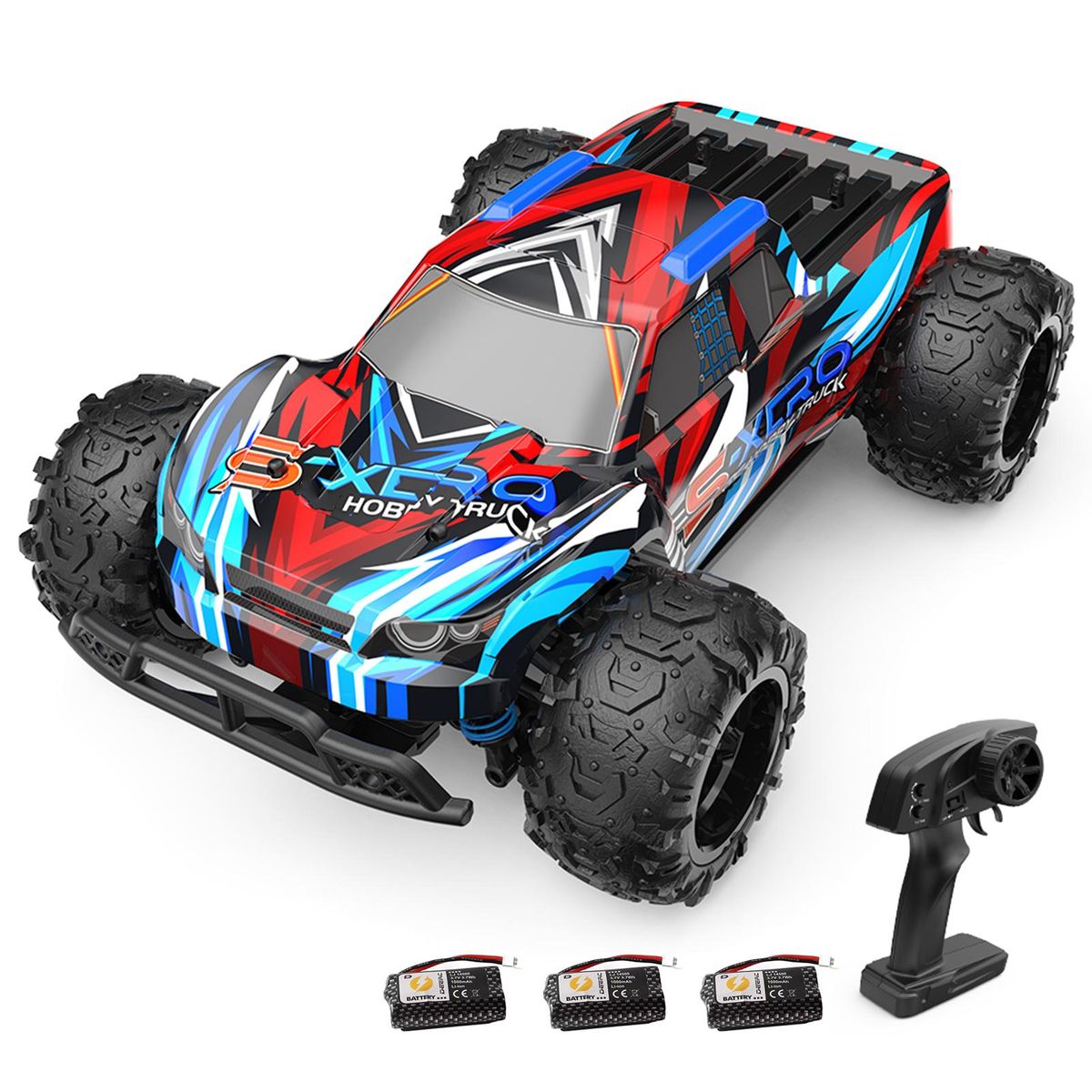 Remote Control Car, 1:22 Full Scale 2.4GHz Remote Control Pickup Truck for Kids Boys 30KM/H 4-Wheel-Drive High-Speed Car with 3 Battery