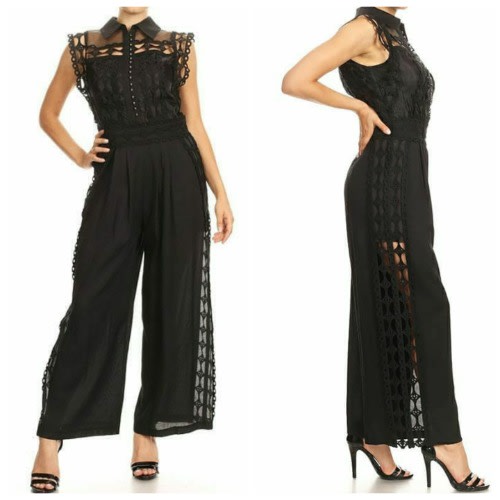 INA  - Lace Jumpsuit - Black