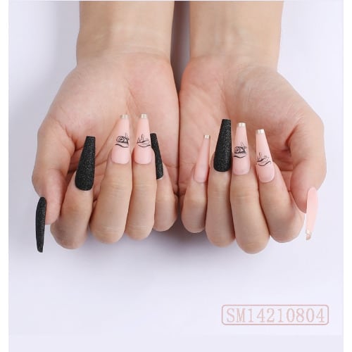 Ballet Coffin Full Cover Long Press On Nail - Sm14210804 - 24 Pieces