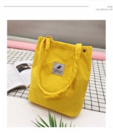 Women Canvas Tote Bag Corduroy Shopping Female Eco Gym Bag