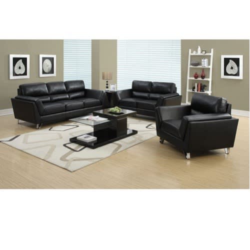 Bold Black 6 Seater Sofa Set