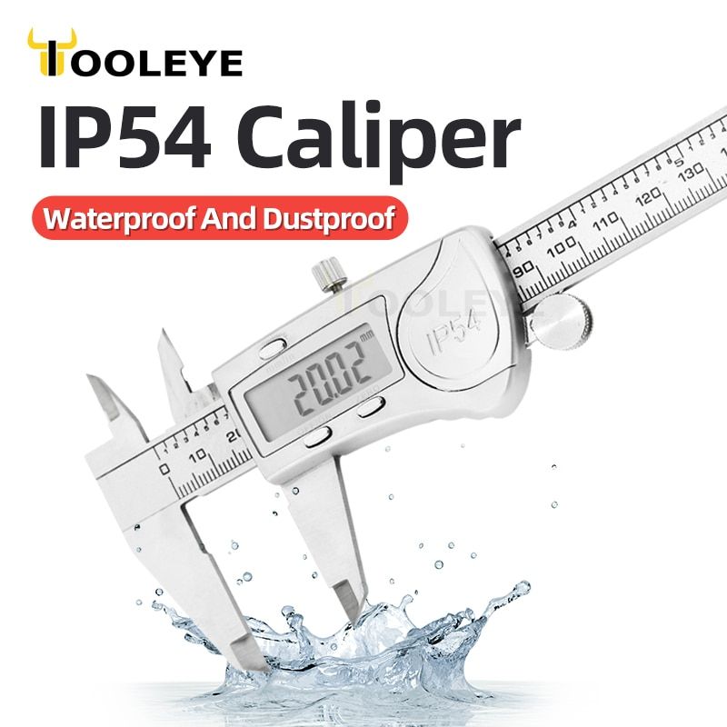 IP54 Digital Caliper Metal Ruler Gauge Stainless Steel Electronic Vernier Calipers Micrometer Depth Measuring Tools 6In/150mm IP54 Caliper