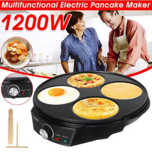 Electric Crepe Pancake Rotisserie Tortilla Omelette Pizza Maker - 4 Portions