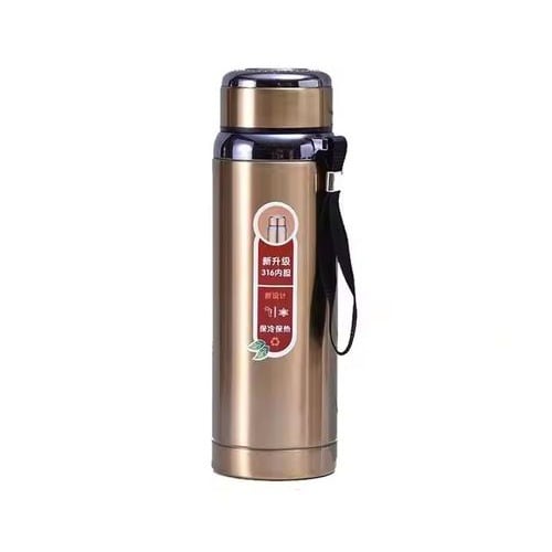 Lasting Thermal Hot Vacuum Water Flask - Stainless Steel - Water Bottle 1000ml Gold