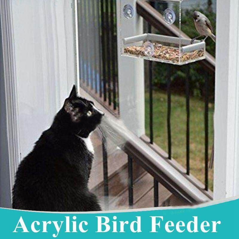 Acrylic Clear Window Bird Feeder With 3 Powerful Suction Cups Hotel Table Peanut Hanging Suction