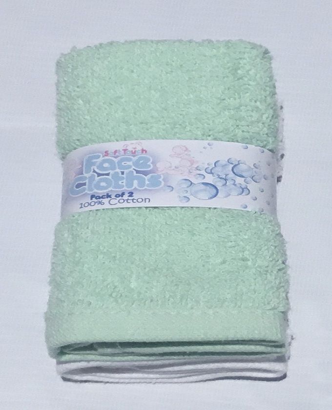 Pack Of 2 Face Towel - Green & White