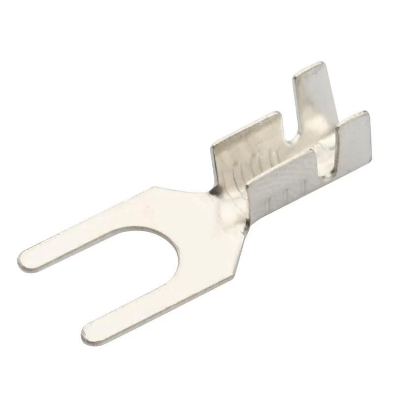 100pcs Silver Fork Non-Insulated Wire Spade Terminals Quick Connectors Cable Crimp Electrical Terminal