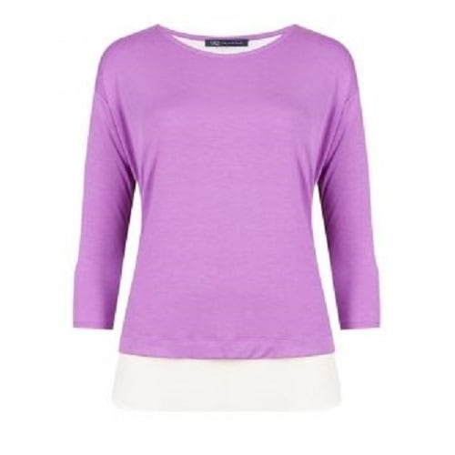 M&S Mauve White Satin Trim Mock Layered Top