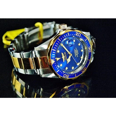 Invicta Pro Diver Blue Dial 18k Gold Plated 2 Tone Watch