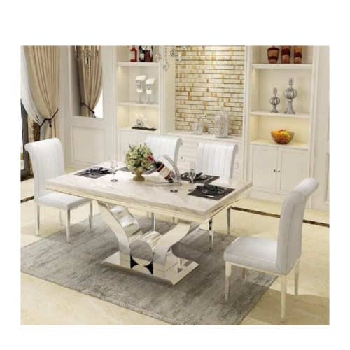 Marble Oxlyn Modern Dining Set Furniture + 6 Dinning Chairs