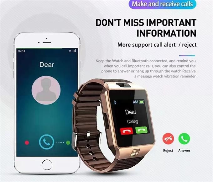 Gold DZ09 Touch Smart Bluetooth Watch