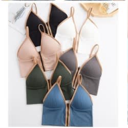 Front Zipper Bra Top- Peach