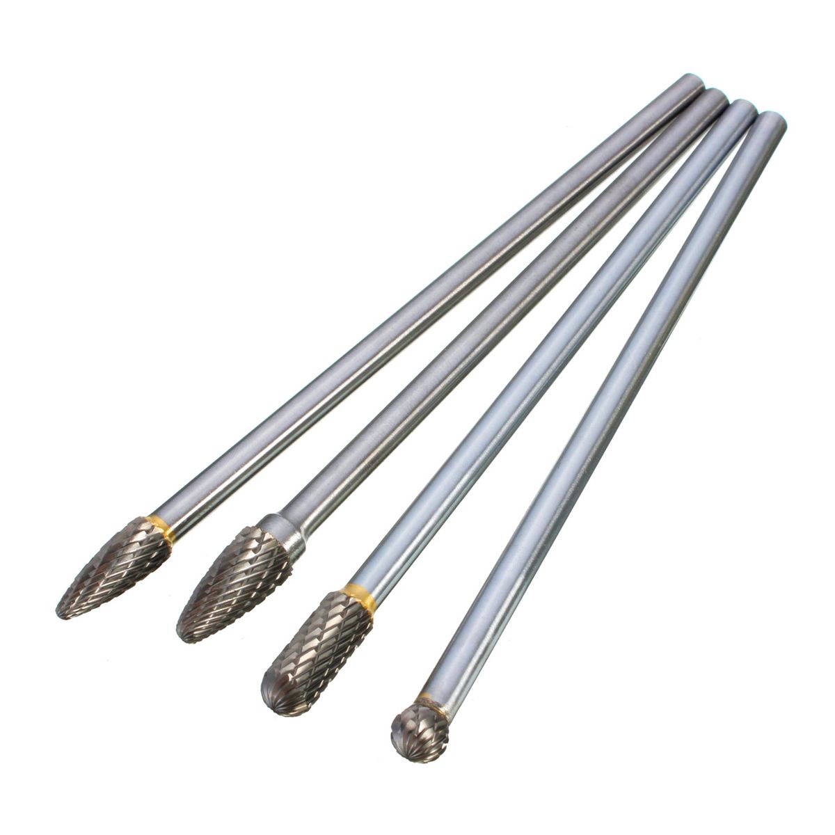4Pcs Tungsten Steel 1/4'' Shank Rotary Cutting Burrs 10mm