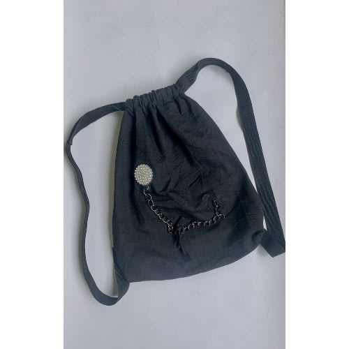 Soft Jean With Chain Design - Black