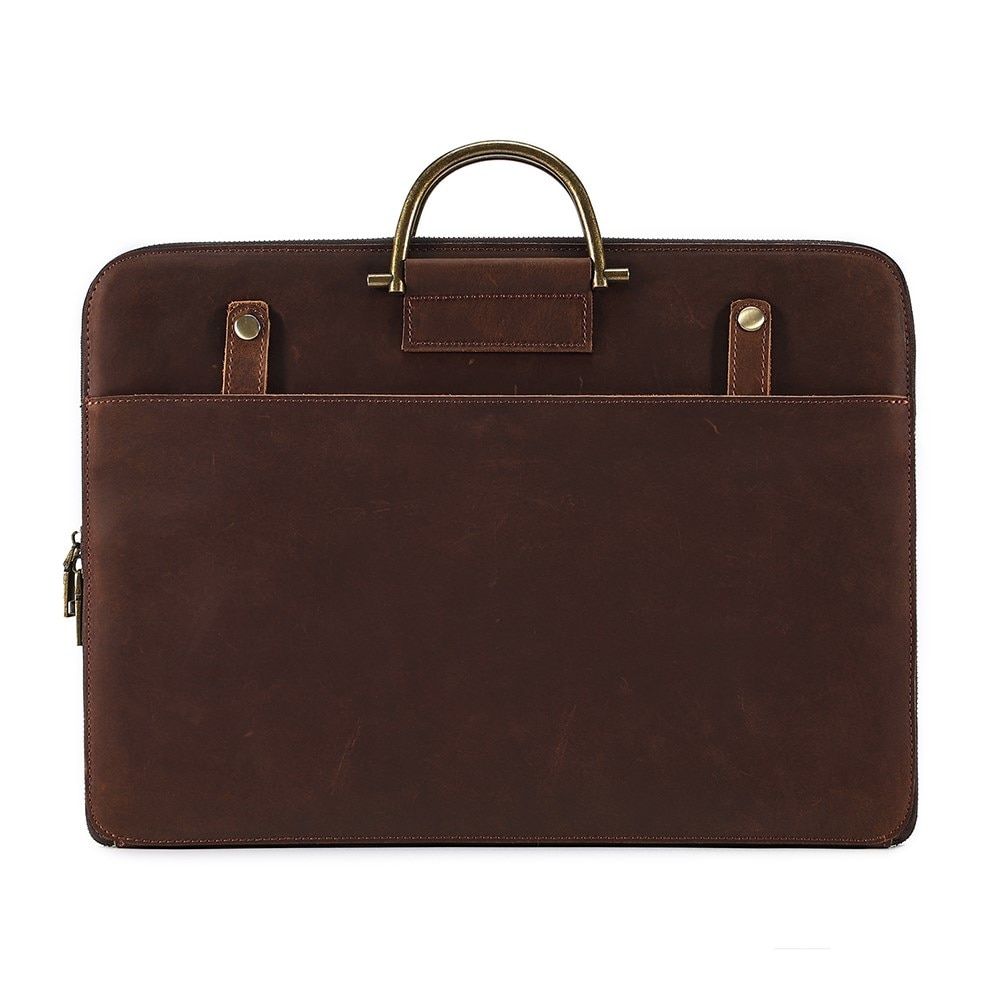 Genuine Leather Men's Business Office Briefcase 15.6" Laptop Handbag Male Document Bag A4