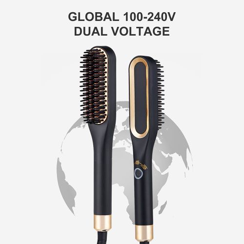 Mini Hair Straightening Comb Three-stage Temperature Regulating Curling  Men's Straight Beard Comb Tyrant Gold