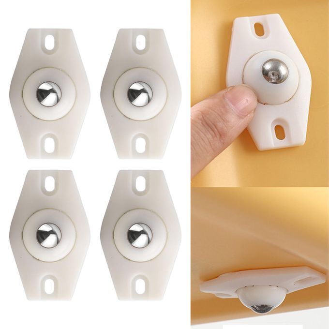 4Pcs Paste Pulley Caster Pulley Self-Adhesive Storage Box Pulley White