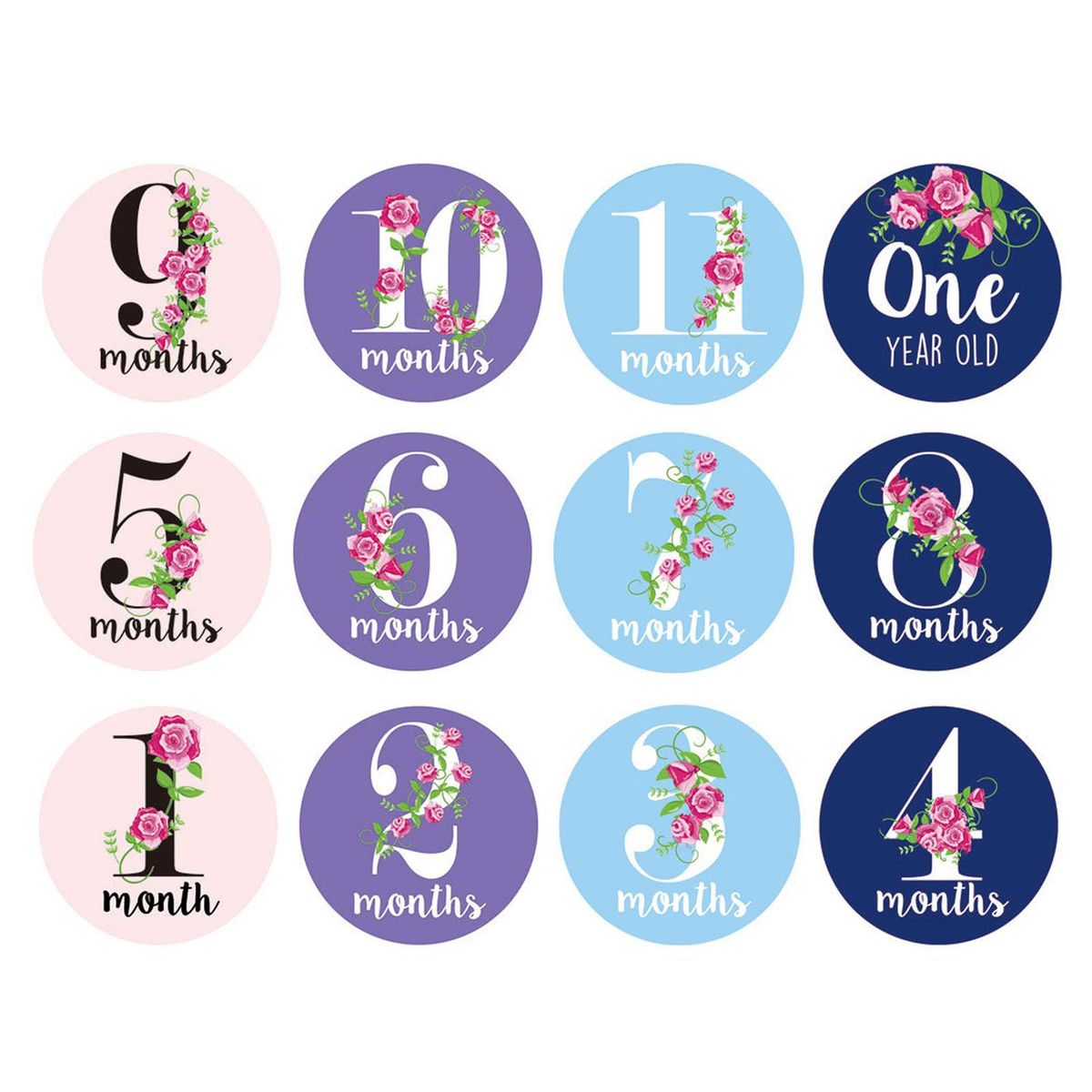 12 Pcs Baby Monthly Milestone Cards 1-12 Months Baby Cards Boy Girl