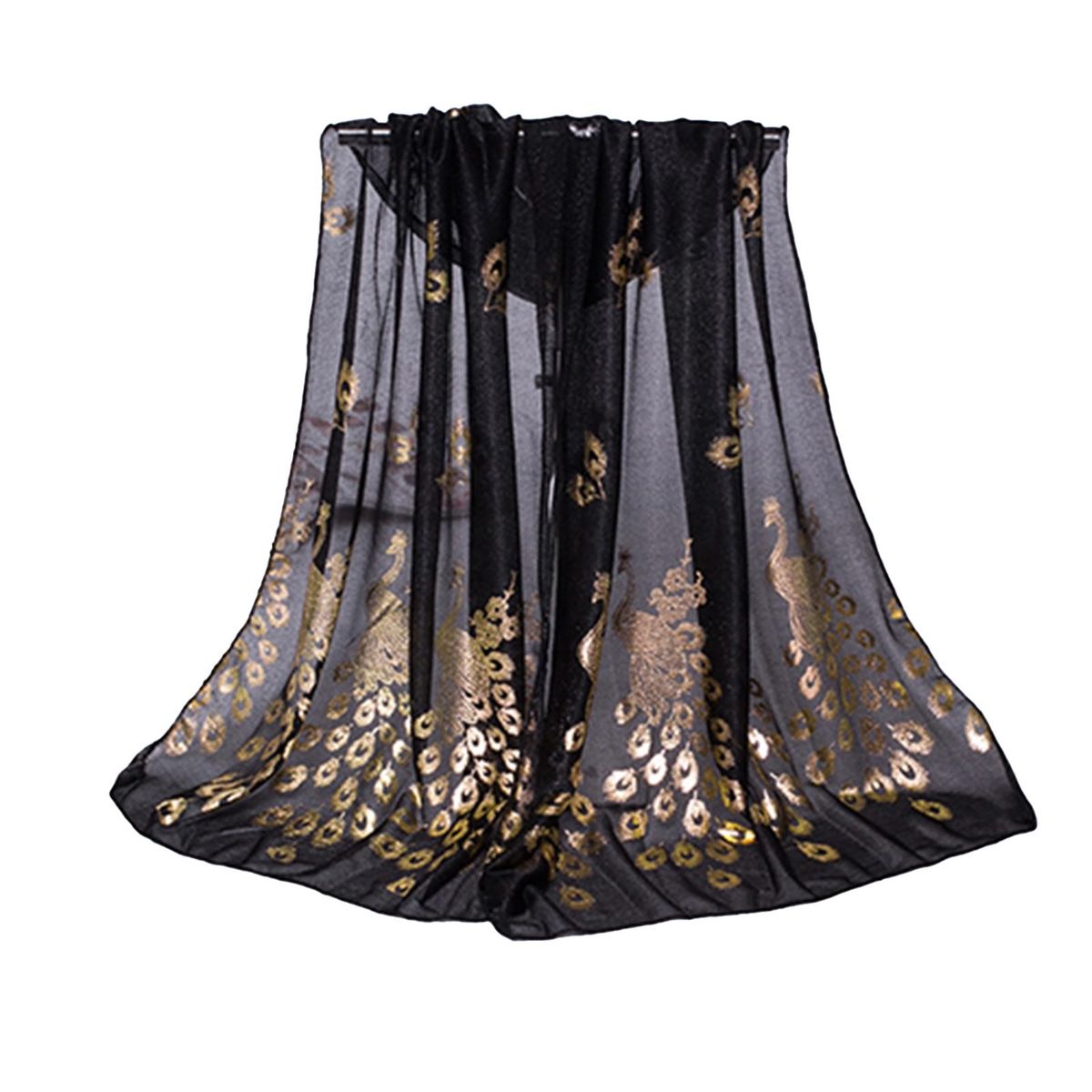 Chiffon Scarf Stylish Practical Beauty Girl Wrap-Black