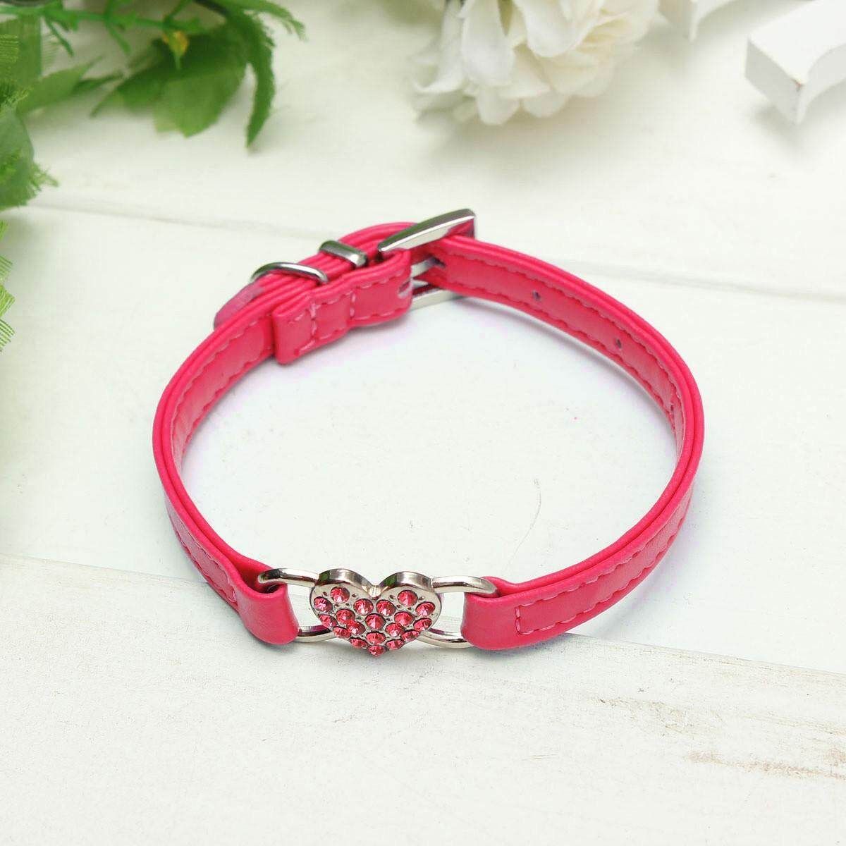 Dog Diamond Pet Rhinestone Puppy Collar Crystal PU Leather Bling Cat E+1231352293097 S