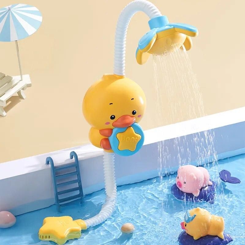 Cute Little Yellow Duck Electric Shower Head Children's Bathing Toys Bathroom Bathtub Suction Cup Baby Sprinkler Play Water Gift