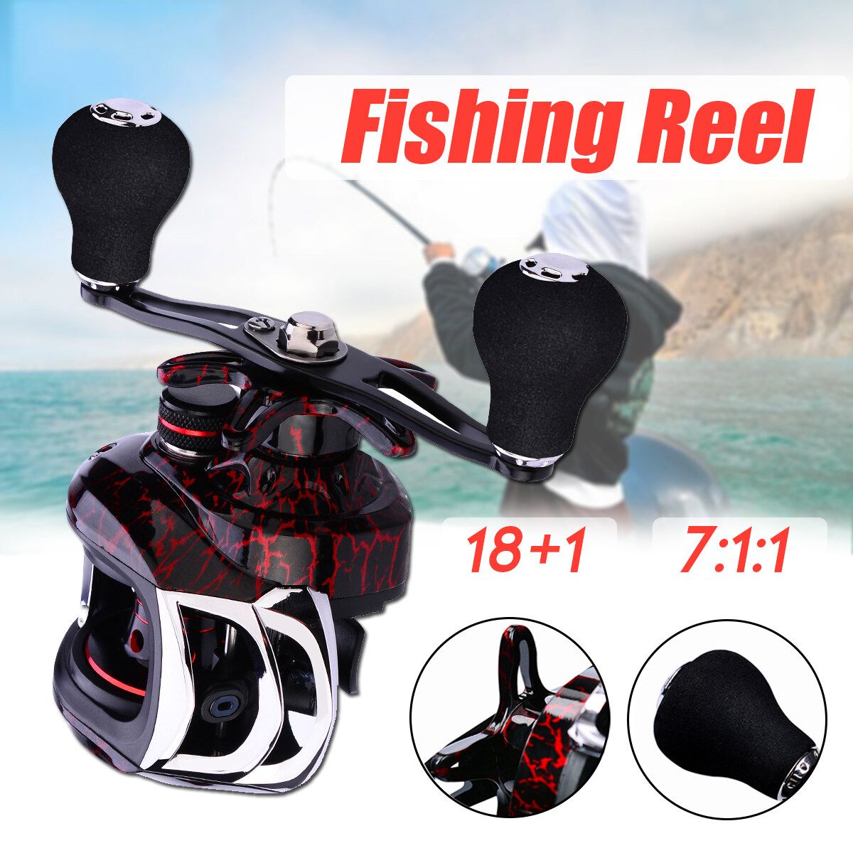 18+1 BB Low Profile Magnetic Braking System Casting Reel Reels Bass Fish Left