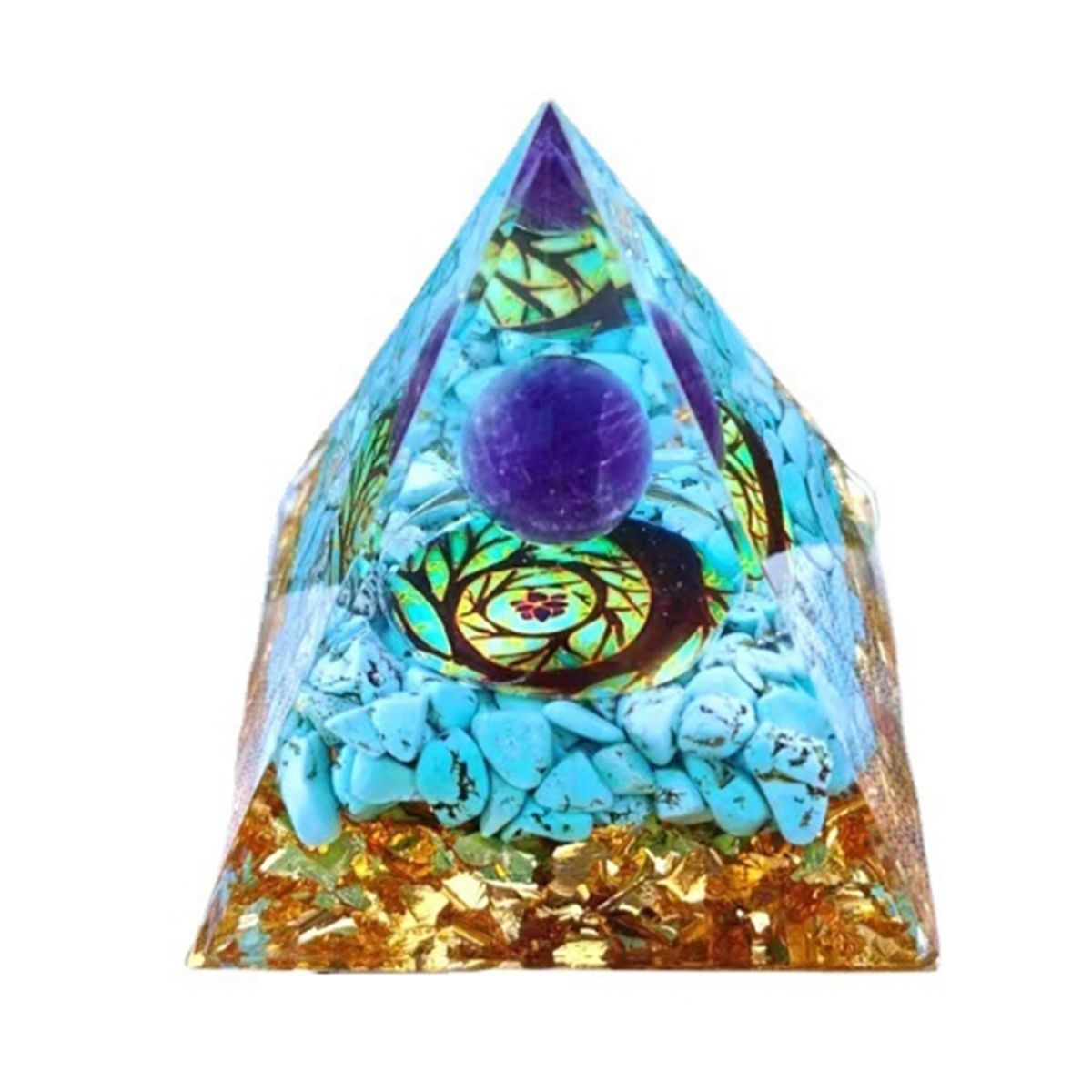 Pyramid Crystal Gravel Pyramid Epoxy Resin Home Car Handmade Decoration Valentine's Day Gift