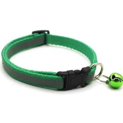 Reflective Collar With Bell For Pets - Green