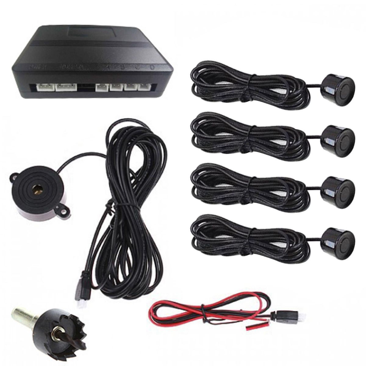 Car Reverse Parking Radar System Car Parking Reverse Backup Radar Sound Alert Backing Radar with 4 Parking Sensors