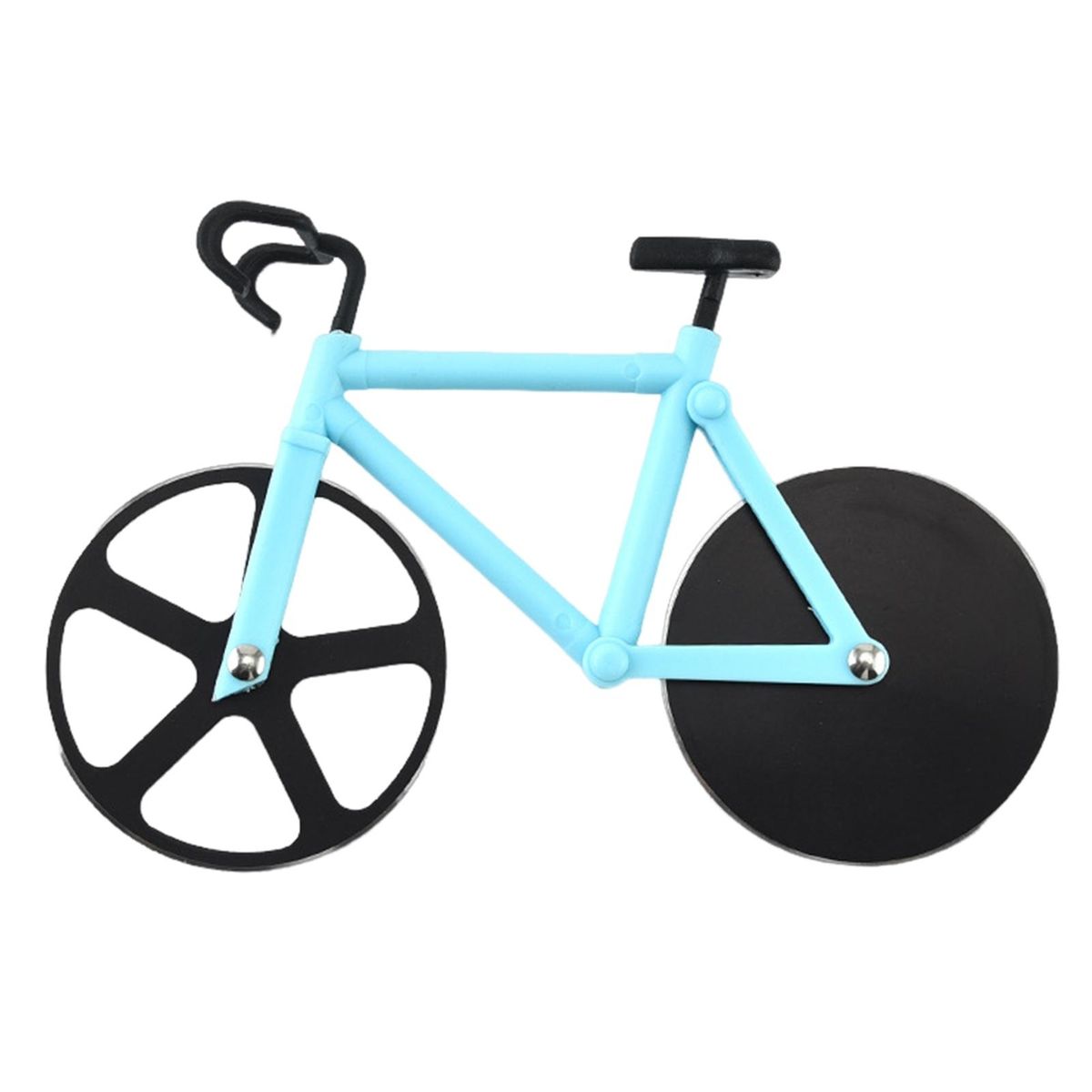 Bicycle Shaped Pizza Cutter Ride Into Flavor Stainless Steel for Dough Light Blue
