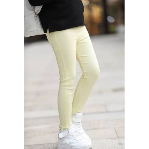 Girls Slim Fit Color Candy Chinos Jeggings-Yellow