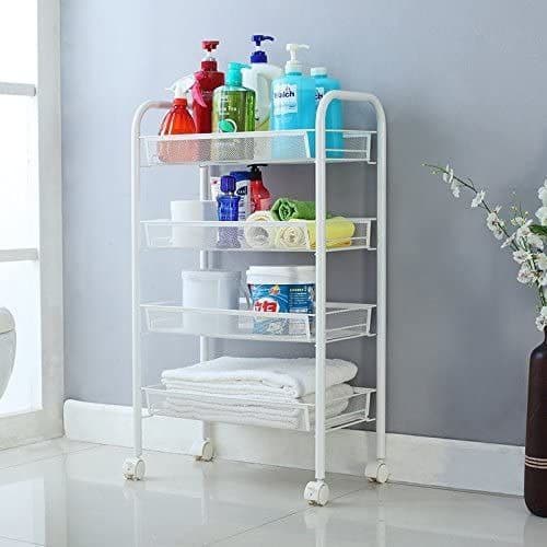Multi-purpose Steel Kitchen Shelves - 4 Layers Steel Shelf - White