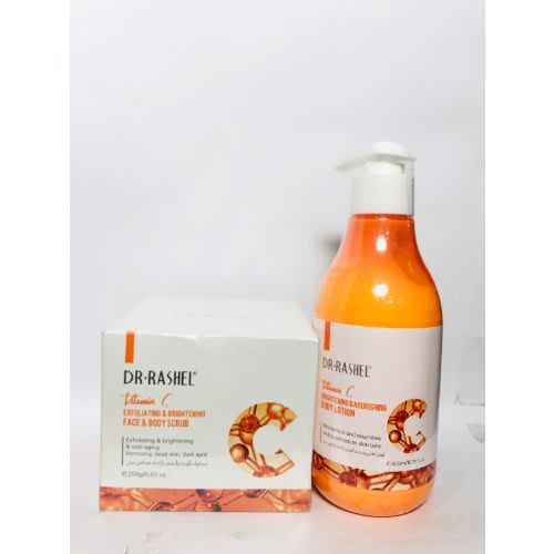 Vitamin C Exfoliating & Brightening Face & Body Scrub And Lotion