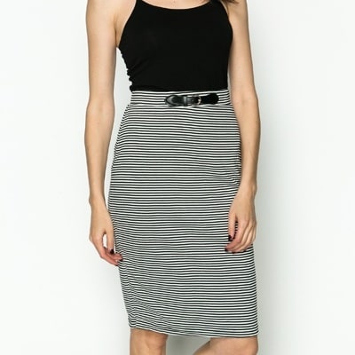 Belt Imitation Stripe Skirt