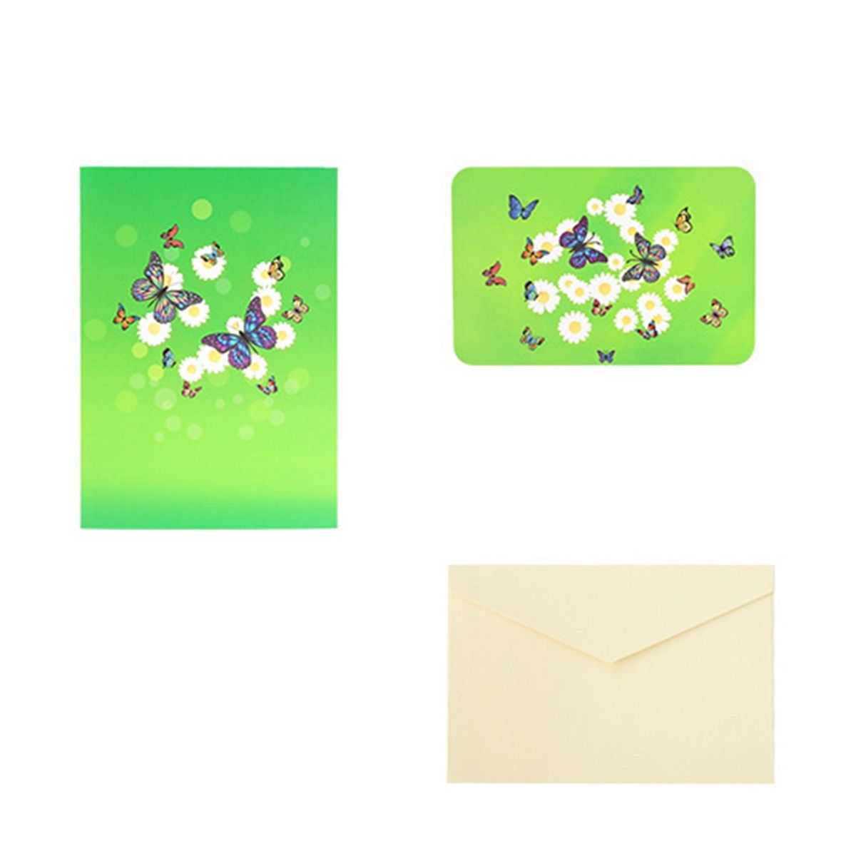 1 Set Blessing Card 3D Message Thanksgiving Card Green