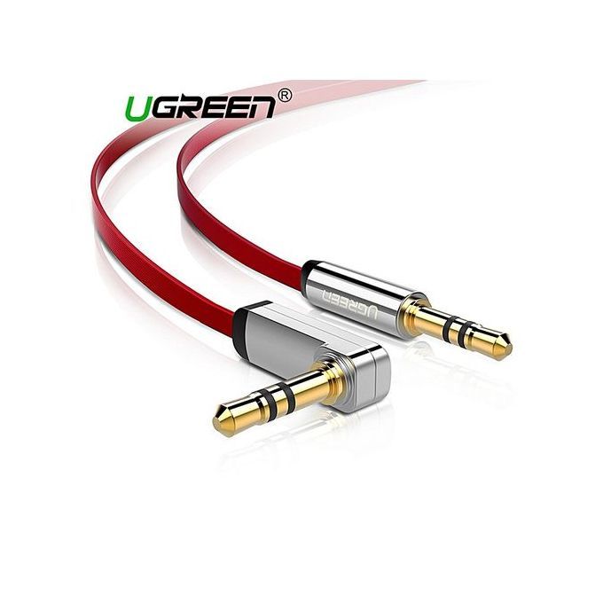 1 Meter 3.5mm Auxiliary Audio Jack To Jack Cable 90 Degree Right Angle For Apple IPhone, IPod, IPad, Samsung, Smartphones, Tablets And Speakers (Red) By HonTai