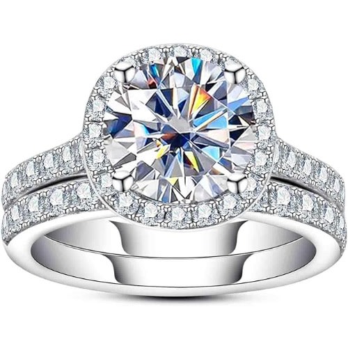 14k White Gold Plated 3.9cttw Wedding Ring Set
