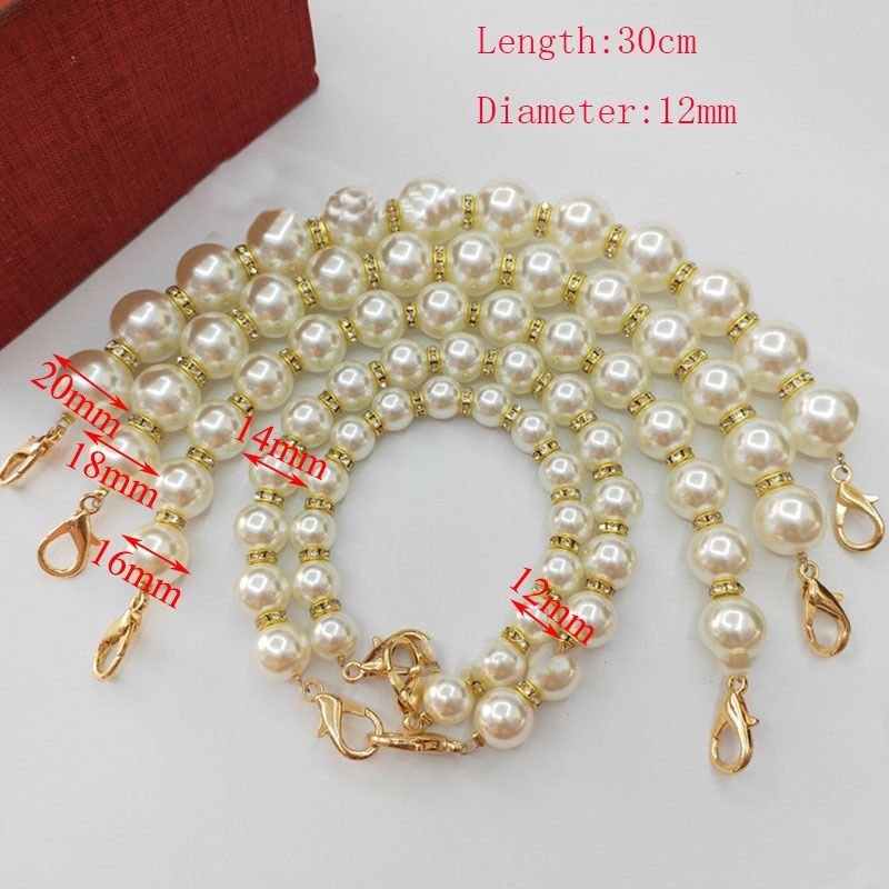 Pearl Bag S For Handbag Belt DIY Purse Replacement Handles Cute Bead Metal Chainfor Bag Accessories Gold Clasp