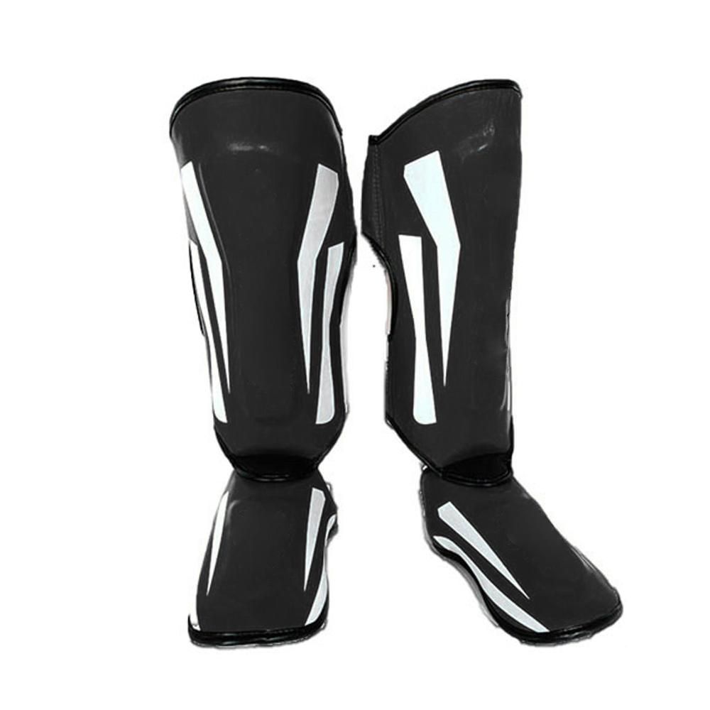 Martial Arts Shin Guards PU Leather Leg Foot Protector Thicken Protective Pads for Kickboxing MMA Training Sparring Equipment