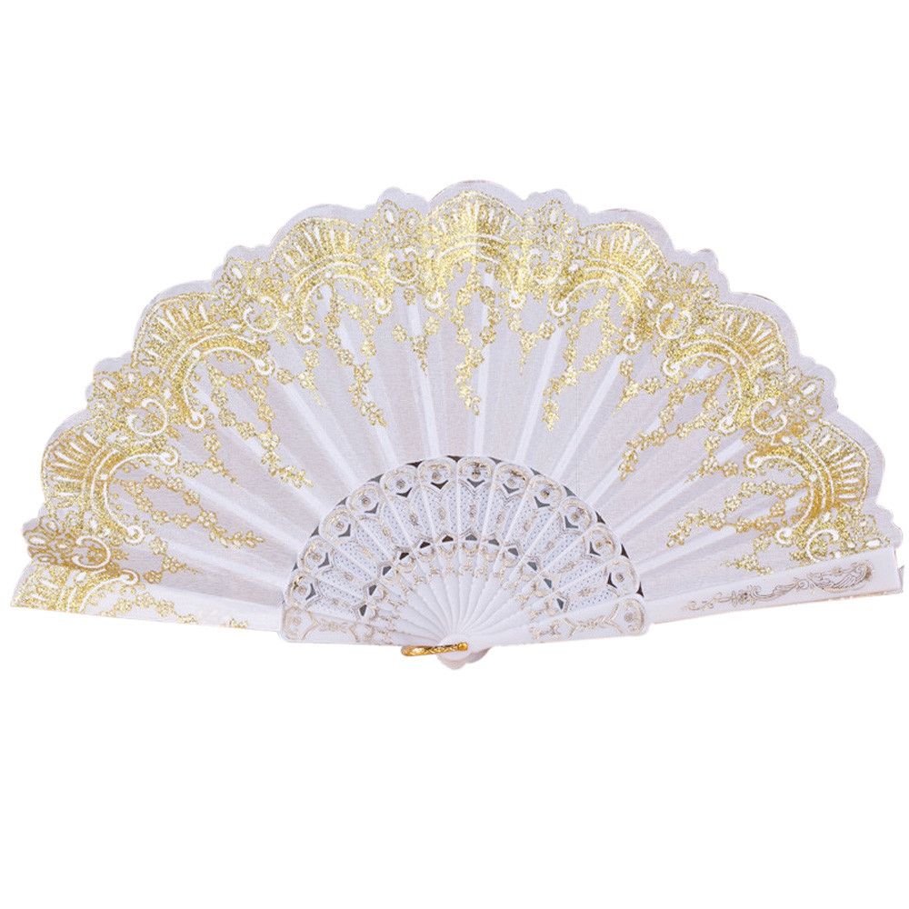Lace Style Flower Hand Silk 1 Fan Party Fan Decoration Chinese/Spanish For Pcs Folding Held Wedding Tool Dance