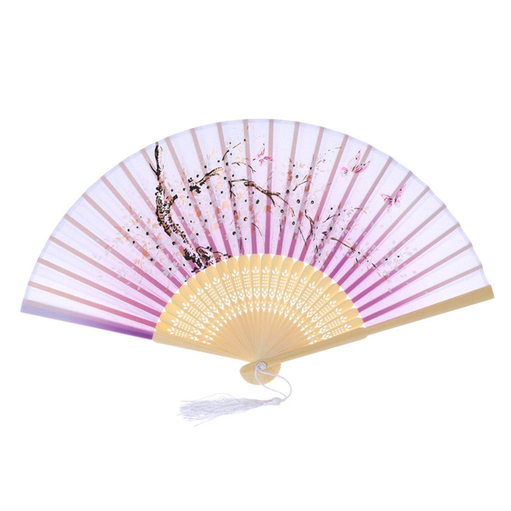 C523 Held Folding Style Best Fan Hand 1pc Wedding Dance Silk Lace Party Flower Chinese