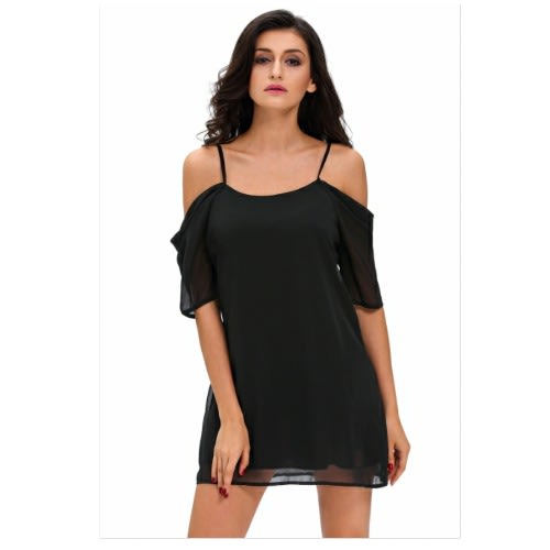 Buy Off Shoulder Chiffon Mini Dress - Black in Nigeria