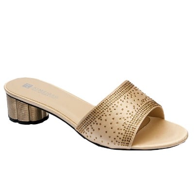 Kaylee Satin Slipper With Studs - Gold