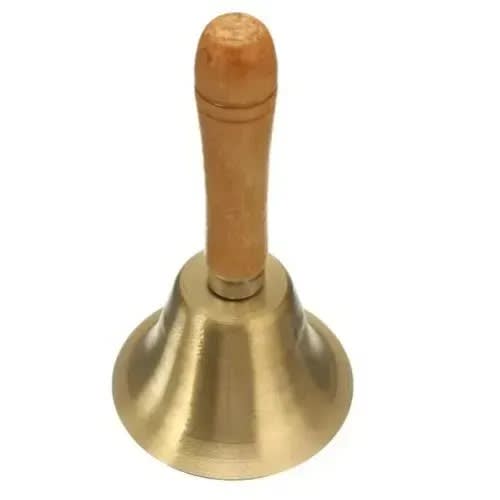 Copper Handbell Jingle Bell With Wooden Handle