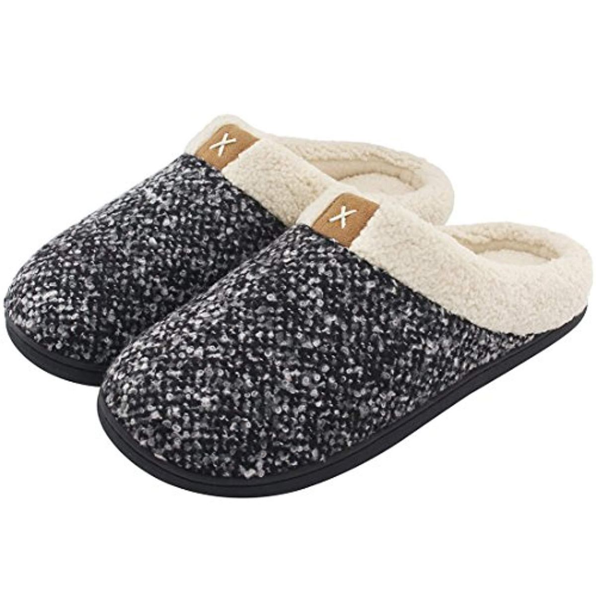 Men's comfortable memory sponge slippers with wool-like plush lining shoes